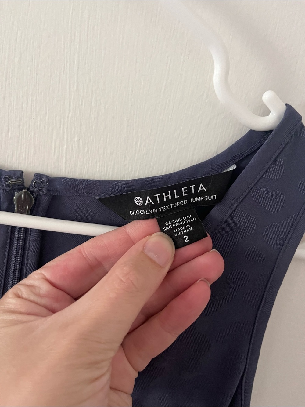 Athleta Brooklyn Textured Jumpsuit Leopard Blue Sleeveless Ankle Size 2 - Picture 6 of 16